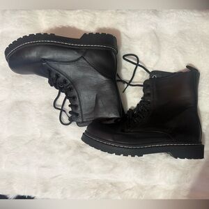 Torrid Black Lace-Up Combat Boots With Zipper